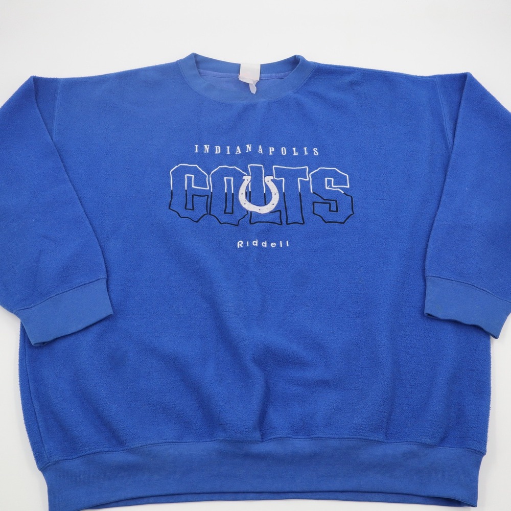Vintage Riddell Indianapolis Colts‎ Fleece Sweatshirt Mens Blue Crewneck 90s XL